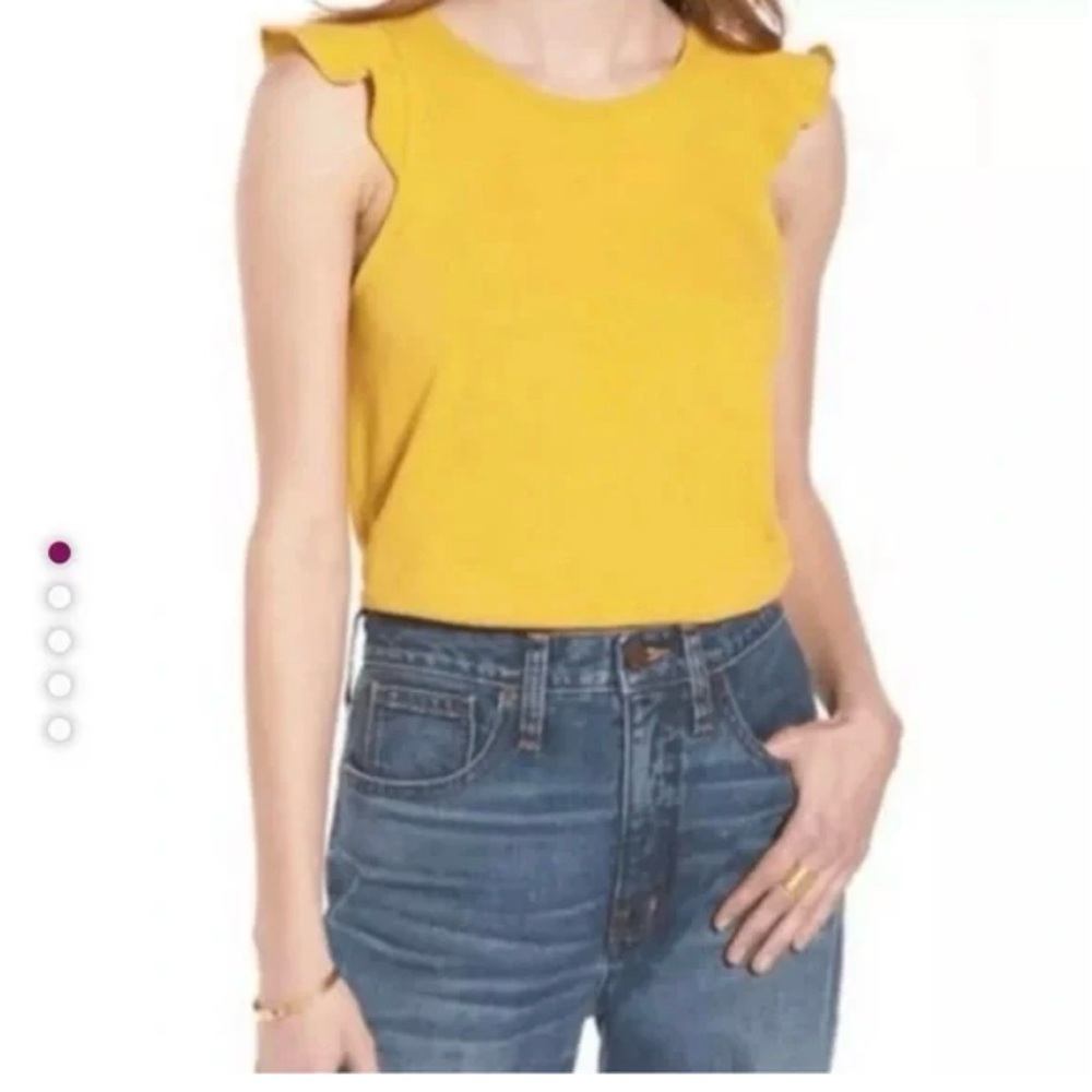 Madewell Yellow Ruffle Sleeve Tank Top